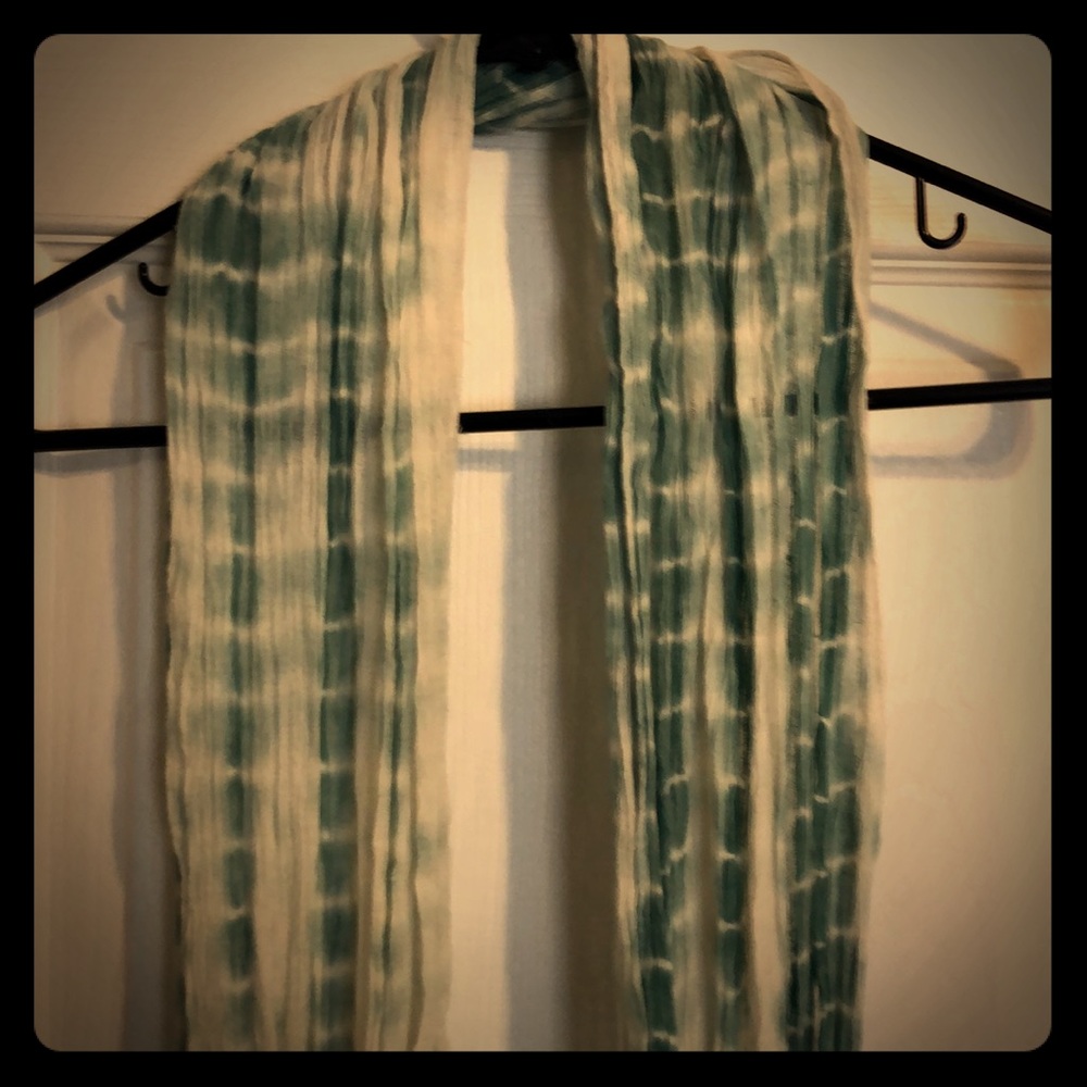 Tie dye teal sage and ivory scarf